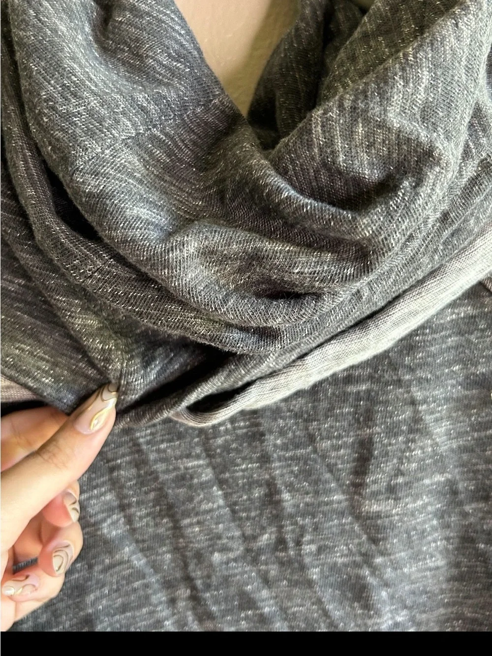 Free people Beach Top Womens Large Foldover Cowl Neck Lightweight Rolled Hems